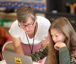 teacher and student at girls private school in Boston