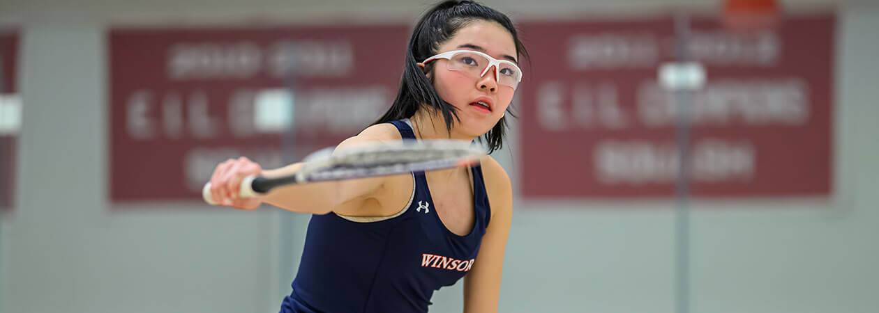 The Winsor School student playing squash