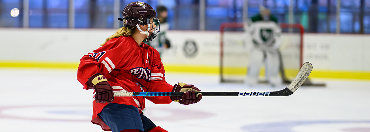 female ice hockey player on. the ice