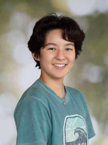 Young female student with short, dark hair